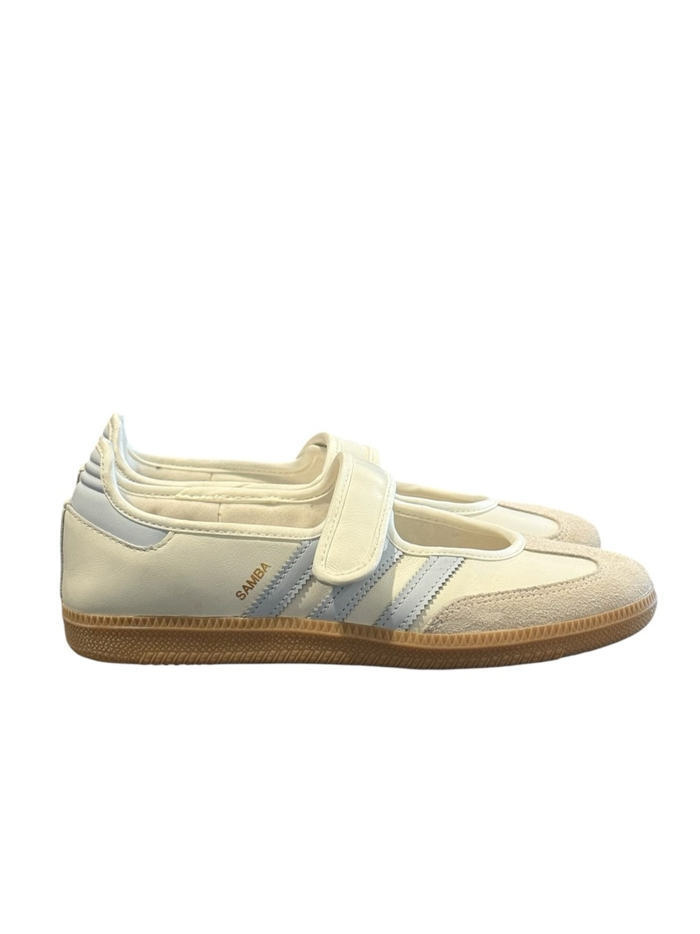 adidas Samba Jane Women’s 7.5 Cloud White / Gum / Halo Blue EUC